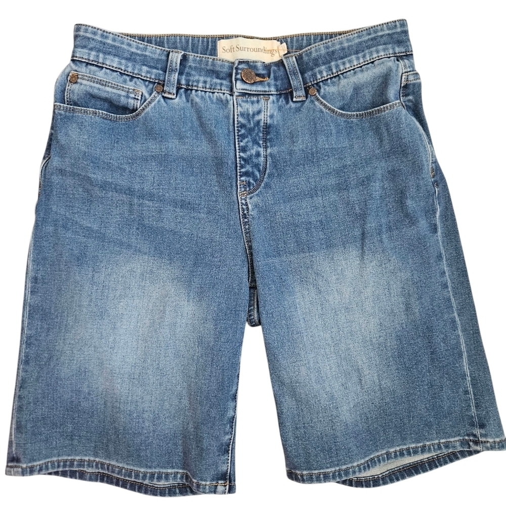 Soft Surroundings Women's Jorts Medium 30"‎ Waist Stretchy Faded Denim
